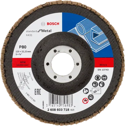 Bosch X431 flap disc for metal, 125mm grit 80.