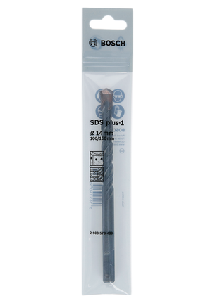 Bosch SDS plus-1 14mm hammer drill bit in packaging.