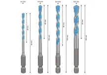 Bosch EXPERT HEX-9 Multi Construction Drill Bit Set, 4 pieces.