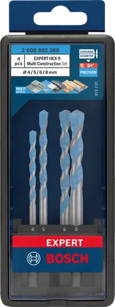 Bosch EXPERT HEX-9 Multi Construction Drill Bit Set, 4 pieces.
