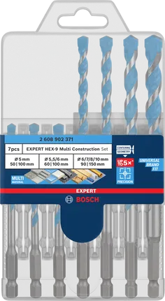 Bosch EXPERT HEX-9 Multi Construction Drill Bit Set, 7 pieces.