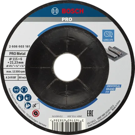 Bosch PRO Metal Bonded Grinding Disc 115 x 6 x 22.23 mm.