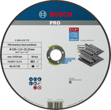 Bosch PRO stainless steel and metal cutting disc 230 mm.