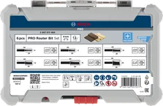 Bosch PRO Router Bit Straight Set 8 mm 6-piece in case.