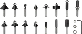 Bosch PRO Router Bit Mixed Set 15 pcs with 8 mm shank.