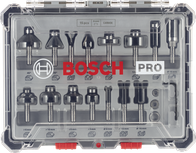 Bosch PRO Router Bit Mixed Set 15 pcs in storage case.