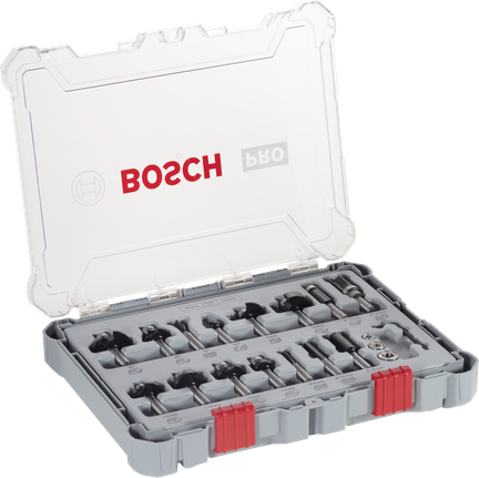 Bosch PRO Router Bit Mixed Set 15 pcs in plastic case.
