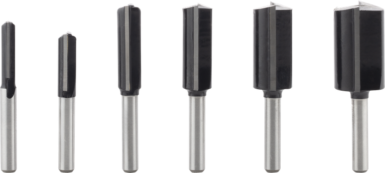 Bosch PRO Router Bit Straight Set 6 mm shank, 6 pieces.