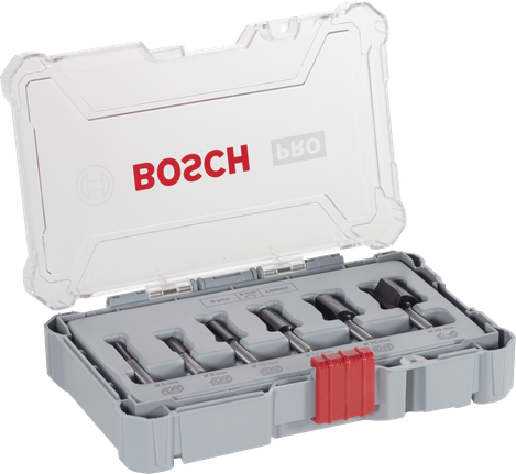 Bosch PRO Router Bit Straight Set 6 mm shank 6 pieces.