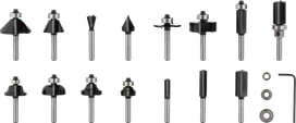 Bosch PRO Router Bit Mixed Set 6 mm shank, 15 pieces.