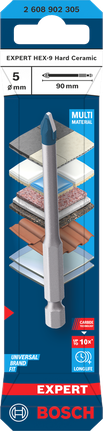 Bosch EXPERT HEX-9 Hard Ceramic Drill Bit 5 x 90 mm.