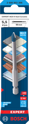 Bosch EXPERT HEX-9 Hard Ceramic Drill Bit 5.5 x 90 mm.