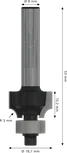 Bosch PRO Router Bit Rounding Over R3 shank 8 mm.