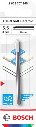 Bosch CYL-9 Soft Ceramic Drill Bit 5.5 x 70 mm for tiles.
