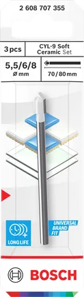 Bosch CYL-9 Soft Ceramic Drill Bit Set for tiling.