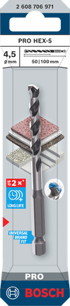 Bosch PRO HEX-5 drill bit 4.5x50x100 mm for long life.