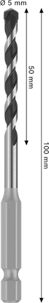 Bosch PRO HEX-5 drill bit 5 mm diameter 100 mm length.