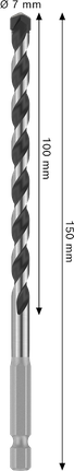 Bosch PRO HEX-5 Drill Bit 7x100x150 mm.
