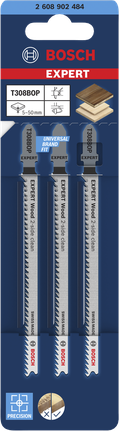 Bosch EXPERT Wood 2-side clean T308BOP jigsaw blades 3 pack.