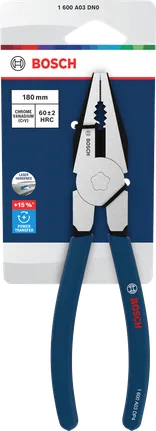 Bosch combination pliers with dipped non-slip handle, 180 mm.