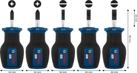 Bosch PRO Stubby Screwdriver PH/SL Set 5 pcs with S2 shafts.