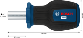 Bosch PRO Stubby Bit Screwdriver with ergonomic handle.