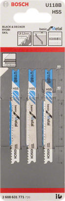 Bosch decoupeerzaagblad U 118 B HSS voor het zagen van metaal.