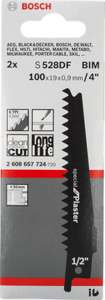 Bosch S 528 DF reciprozaagblad voor gips.