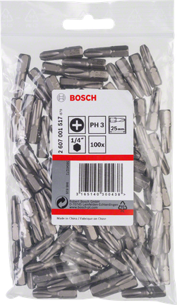 Bosch PH3 1/4″ schroevendraaierbits 25mm, verpakking van 100.