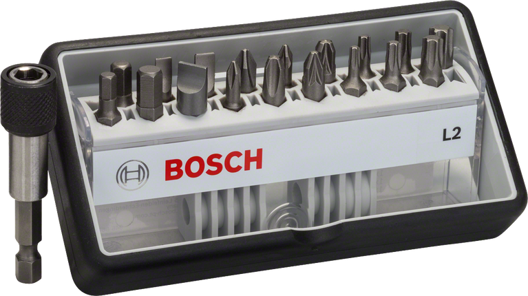 Bosch 18+1-delige Robust Line schroevendraaierbitset, extra hard.