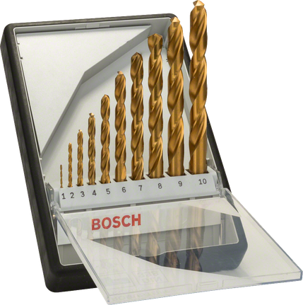 Bosch 10-delige Robust Line HSS-TiN metaalboor set.