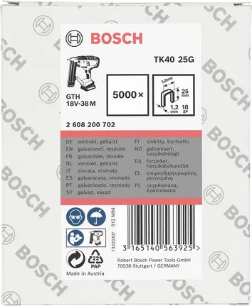 Bosch TK40 25G verzinkte spijkers 5.000×25mm.