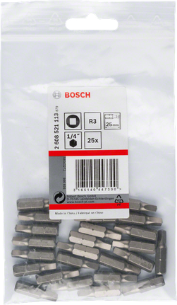 Bosch 1/4″ R3 25mm schroevendraaierbits, verpakking van 25 stuks.