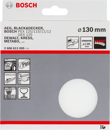 Bosch polijstspons met een diameter van 130 mm.