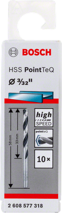 Bosch HSS PointTeQ spiraalboor set van 3/32 inch.