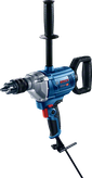 Bosch GBM 1600 RE boormachine met zijhandgreep voor het mengen.
