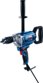 Bosch GBM 1600 RE boormachine met zijhandgreep voor het mengen.