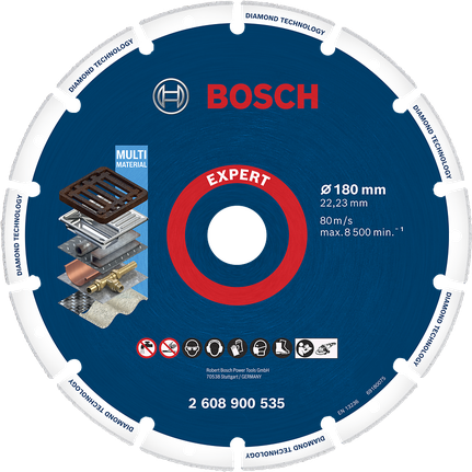Bosch Expert diamantdoorslijpschijf voor meerdere materialen.