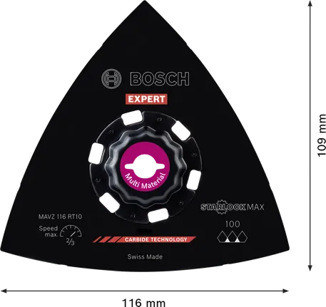 Bosch EXPERT schuurplaat MAVZ 116 RT10 hardmetalen multitoolblad.