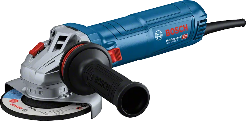 Bosch GWS 12-125 S haakse slijper met ergonomische zijhandgreep.