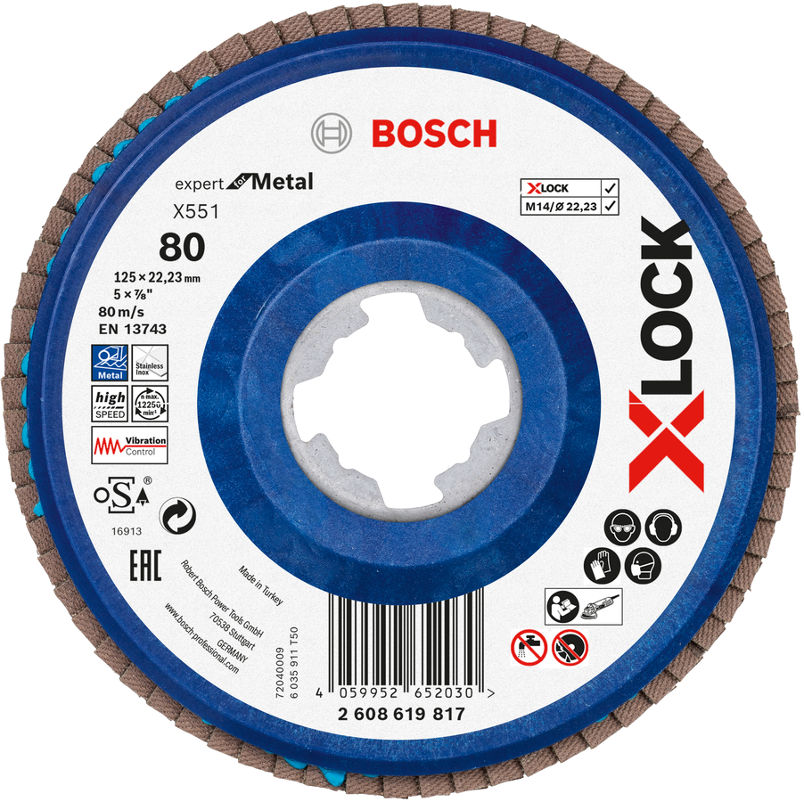 Bosch X-LOCK lamellenschijf X551 voor metaal, korrelgrootte 80.