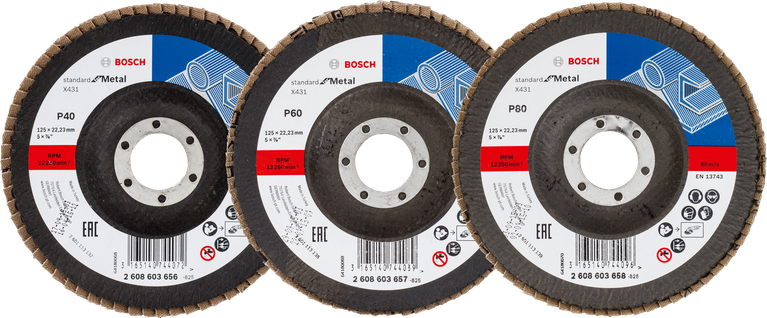 Bosch Lamellenschijven X431 gemengde korrelset 125 mm schuin.