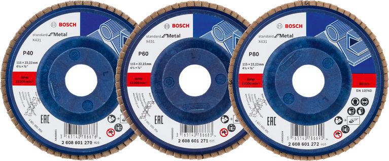 Bosch lamellenschijven X431 gemengde korrelset 115 mm.