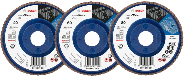 Bosch lamellenschijven X551 gemengde korrelset 125 mm.