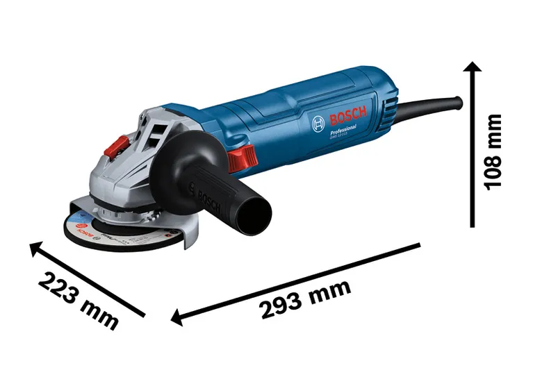 Bosch GWS 12-115 haakse slijper met ergonomische handgreep.