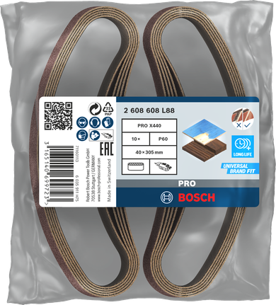 Bosch PRO X440 schuurbanden 40×305 mm G60 10 stuks.