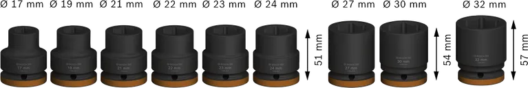 Bosch PRO Slagdoppenset 3/4 inch, 9 stuks diverse maten.