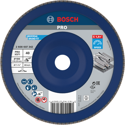 Bosch PRO X571 lamellenschijf 180 mm G40 voor het slijpen van metaal.