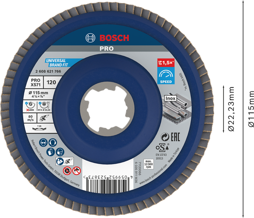 Bosch PRO X571 lamellenschijf schuin 115mm G120 X-LOCK.