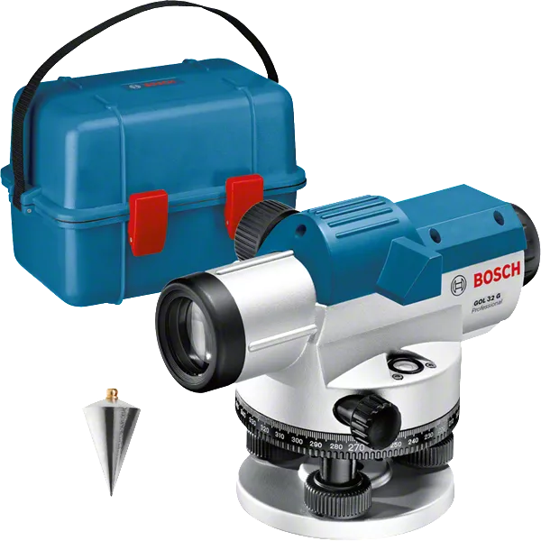 Bosch GOL 32 G optische waterpas met koffer en schietlood.